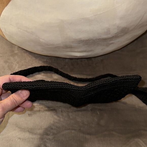 Black Crochet Macramé Small Crossbody Purse Bag - Picture 5 of 8